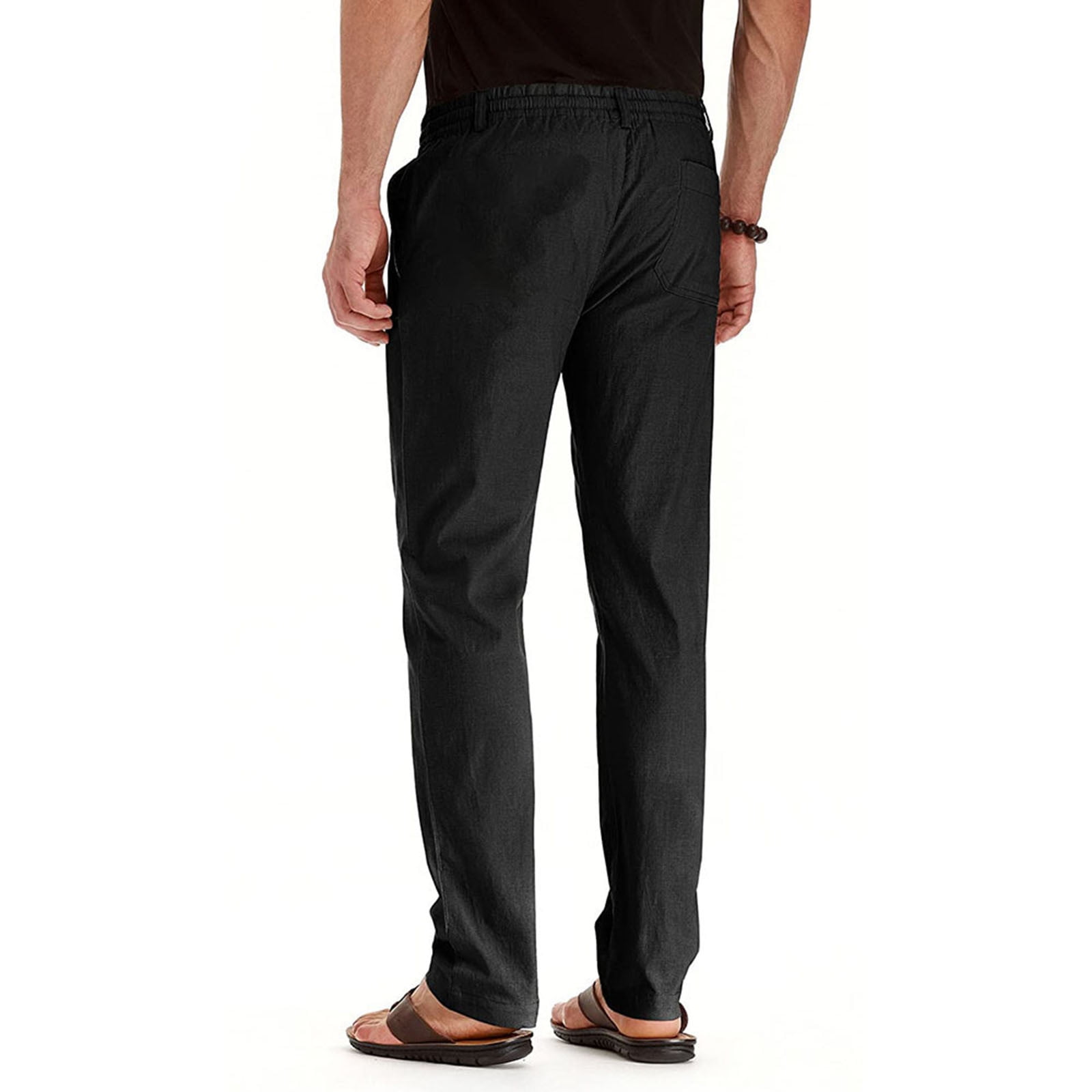 Dark Blue Slim Fit Cotton Pants for Men by GentWith.com